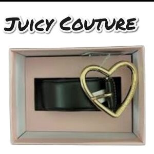 NIB Juicy Couture Heart Buckle Black Belt - Size L/XL